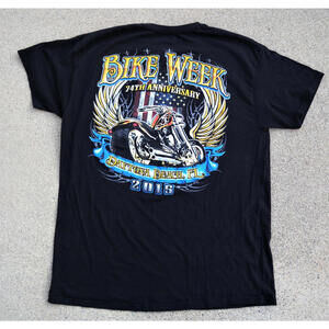2015 Daytona Beach FL Bike Week 74th Anniversary Mens Black T-Shirt Size Large